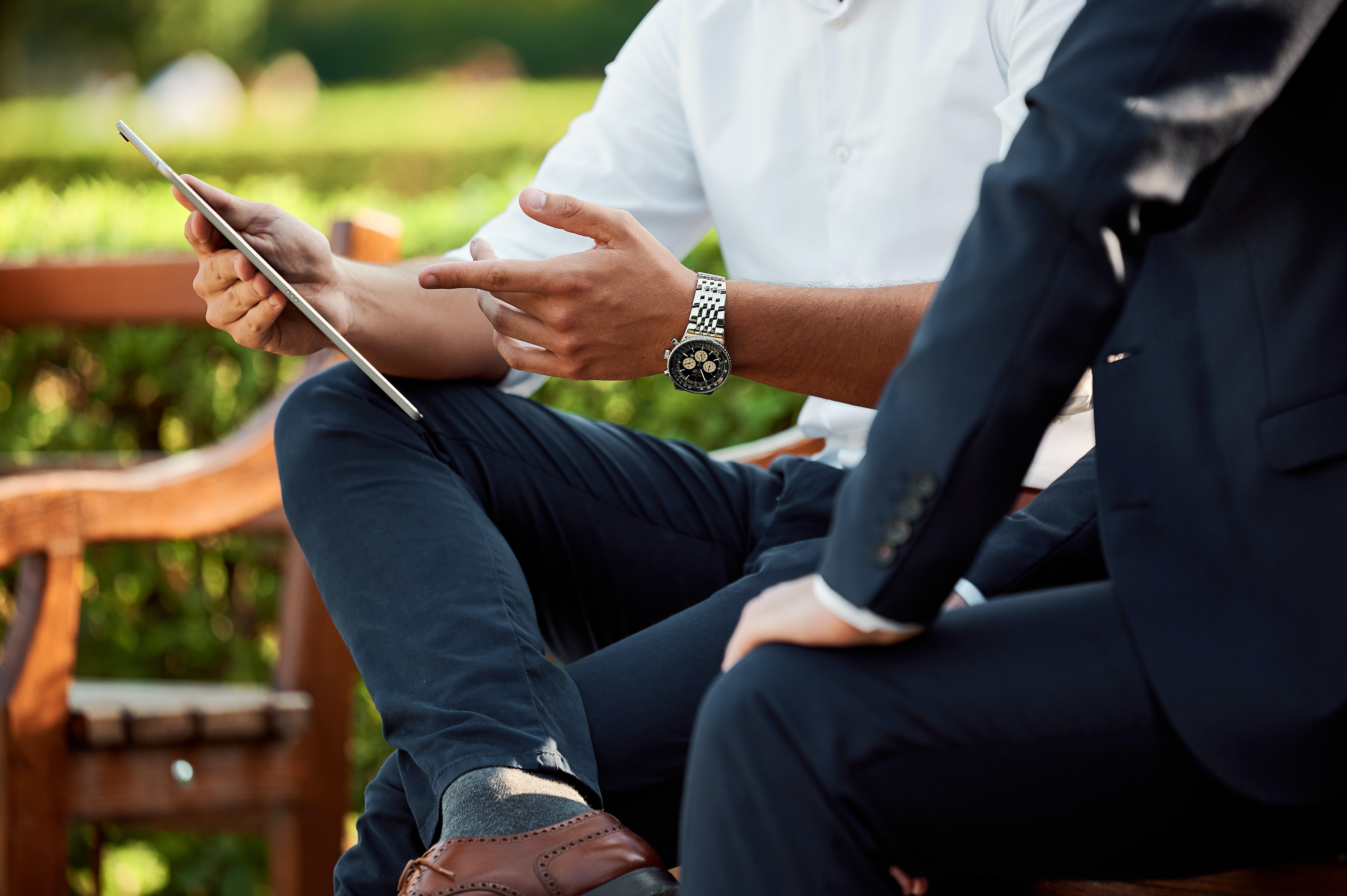 A business owner using an online valuation tool on a tablet